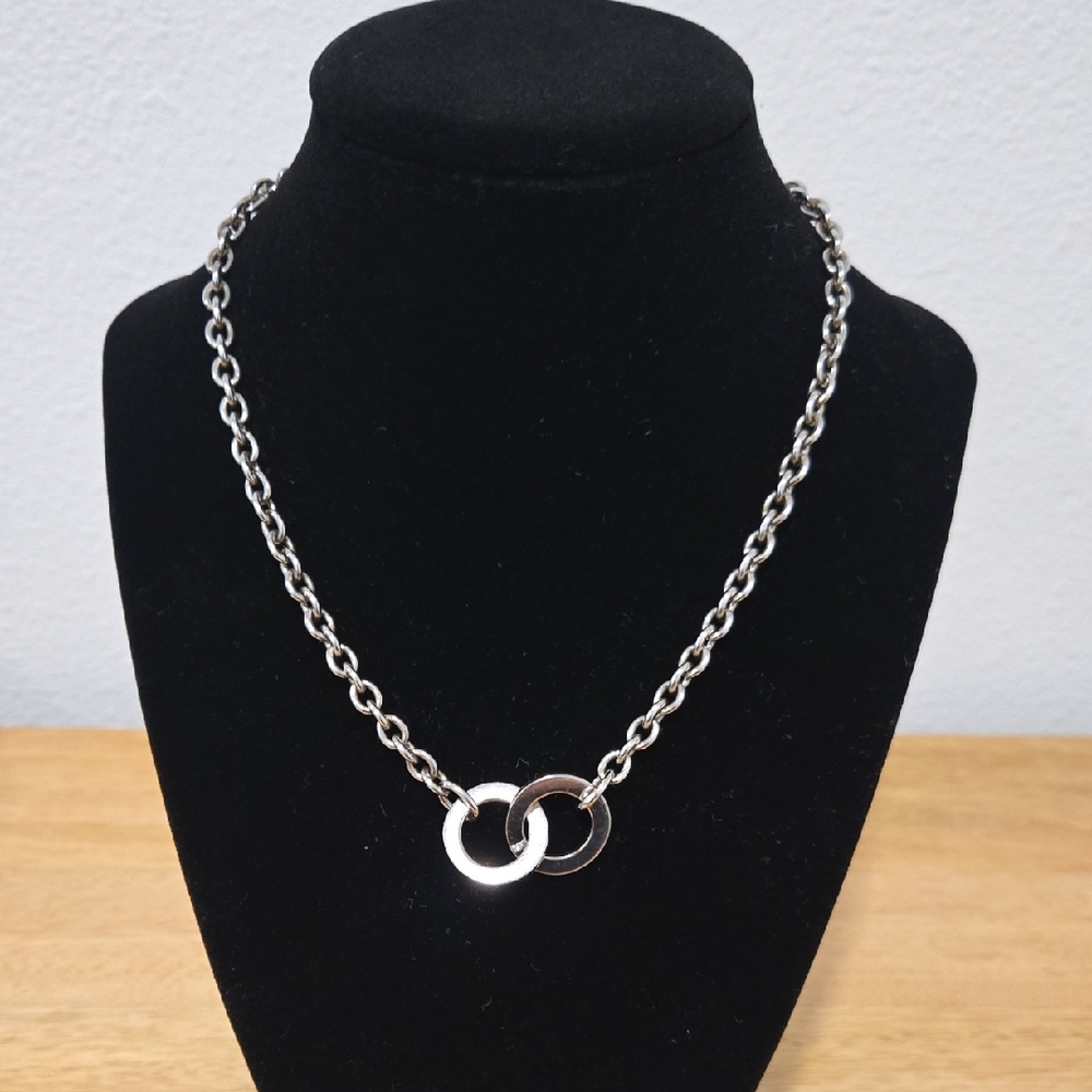 Movado Commitment Interlocking 925 Silver Necklace - image 1
